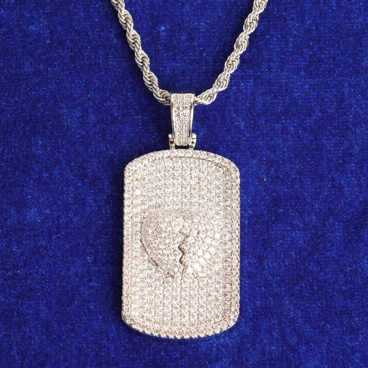 5A Stone Don't Break My Heart Photo Picture Bling Pendant Chain Necklace