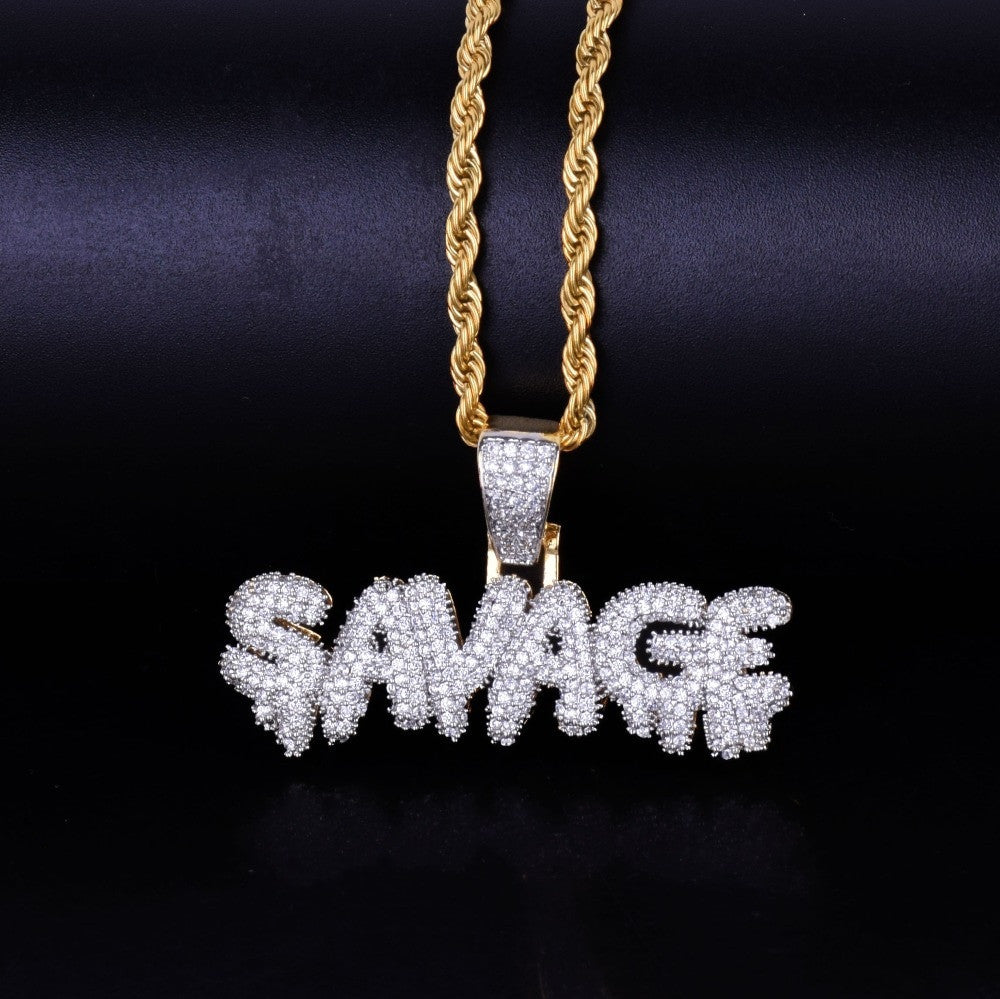Micro Pave AAA True Micro Pave 18k Gold Savage Custom Hip Hop Pendant