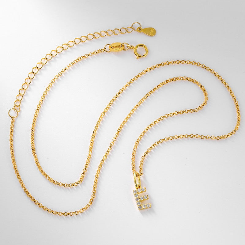 Ladies D Color VVS Genuine Diamond Solid Sterling Silver Micro Bling Initial Letter Necklace