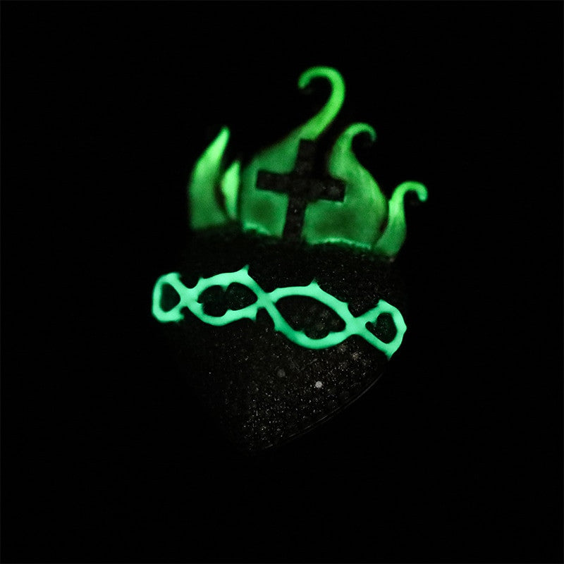 Heart Of Fire | Moissanite Diamond Cross Flame Glow In The Dark Silver Pendant