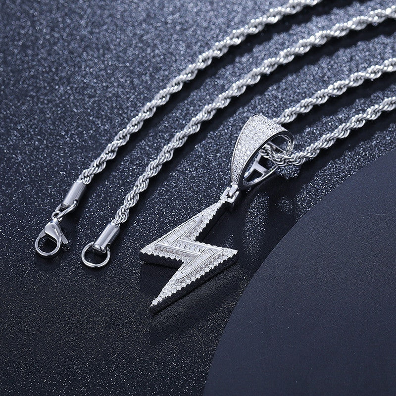 Bling Storm | VVS Genuine Diamond Moissanite Hip Hop Lightning Bolt Pendant