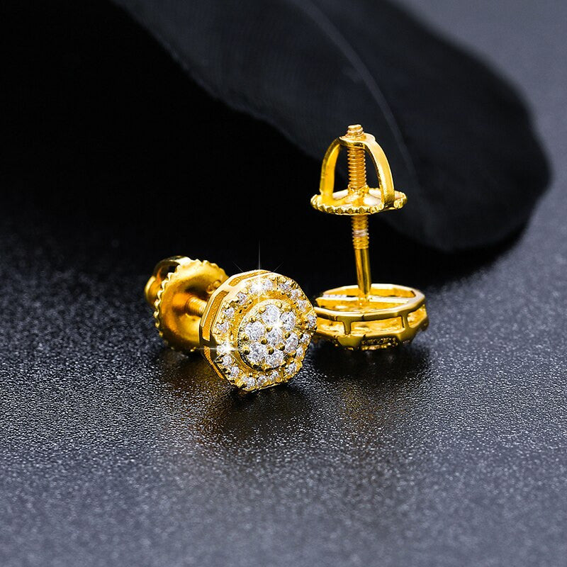 Genuine VVS Diamond Clusters Solid 925 Sterling Silver Iced Bling Out Earrings