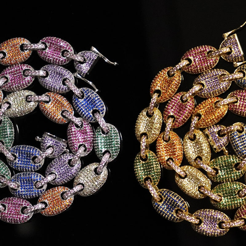 18k Gold AAA Micro Pave Gucci Link Chain Necklace