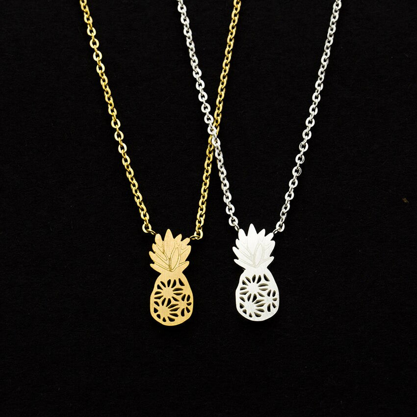 Ladies Sweet Pineapple Boho Stainless Steel Chain Necklaces Women Fashion Jewelry