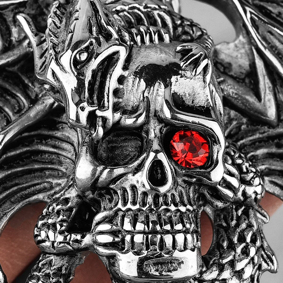 Mens No Fade Stainless Steel Demon King Dragon Skull Pendant Chain Necklaces
