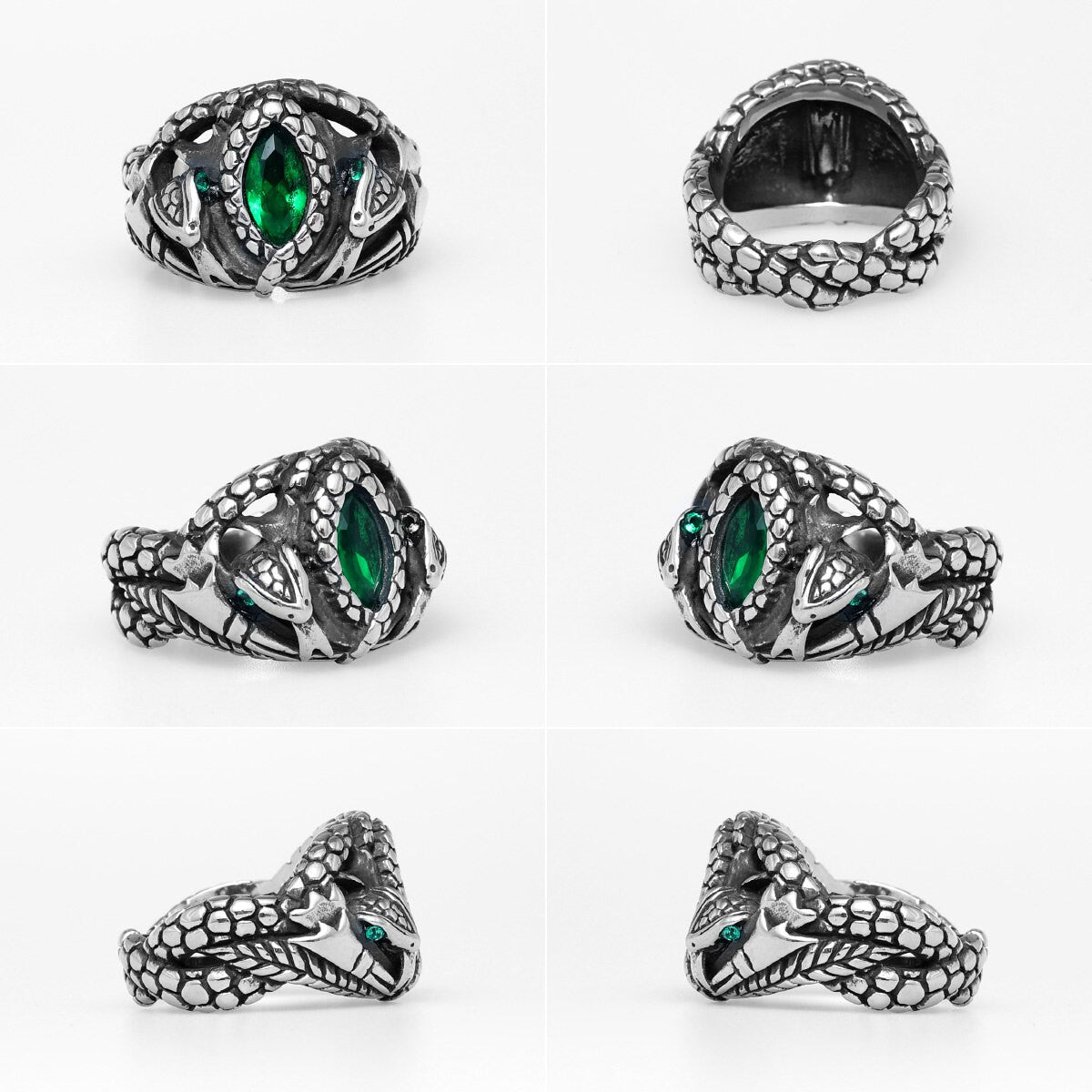 Devils Eye | 316L No Fade Stainless Steel Gemstone Snake Serpent Rings