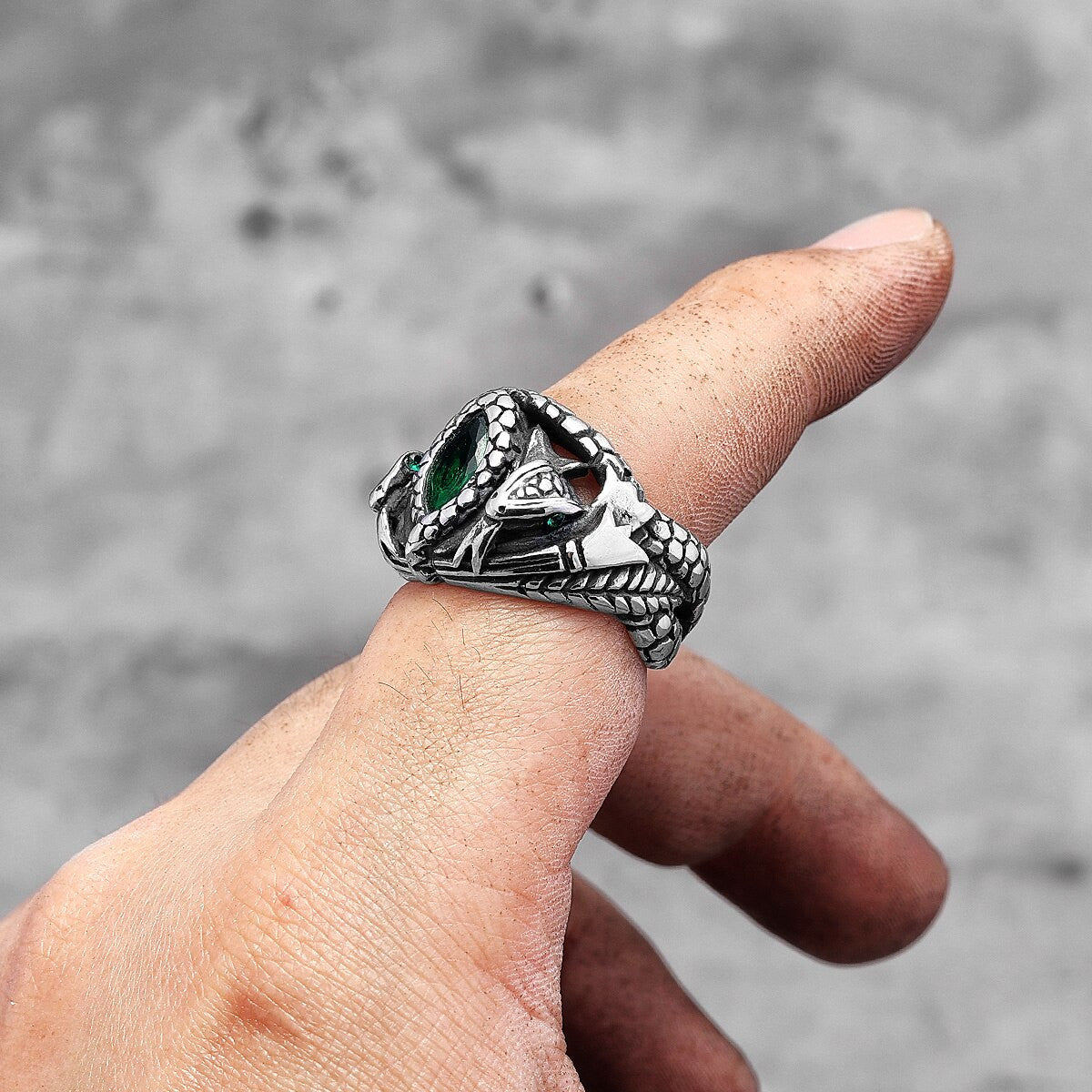Devils Eye | 316L No Fade Stainless Steel Gemstone Snake Serpent Rings