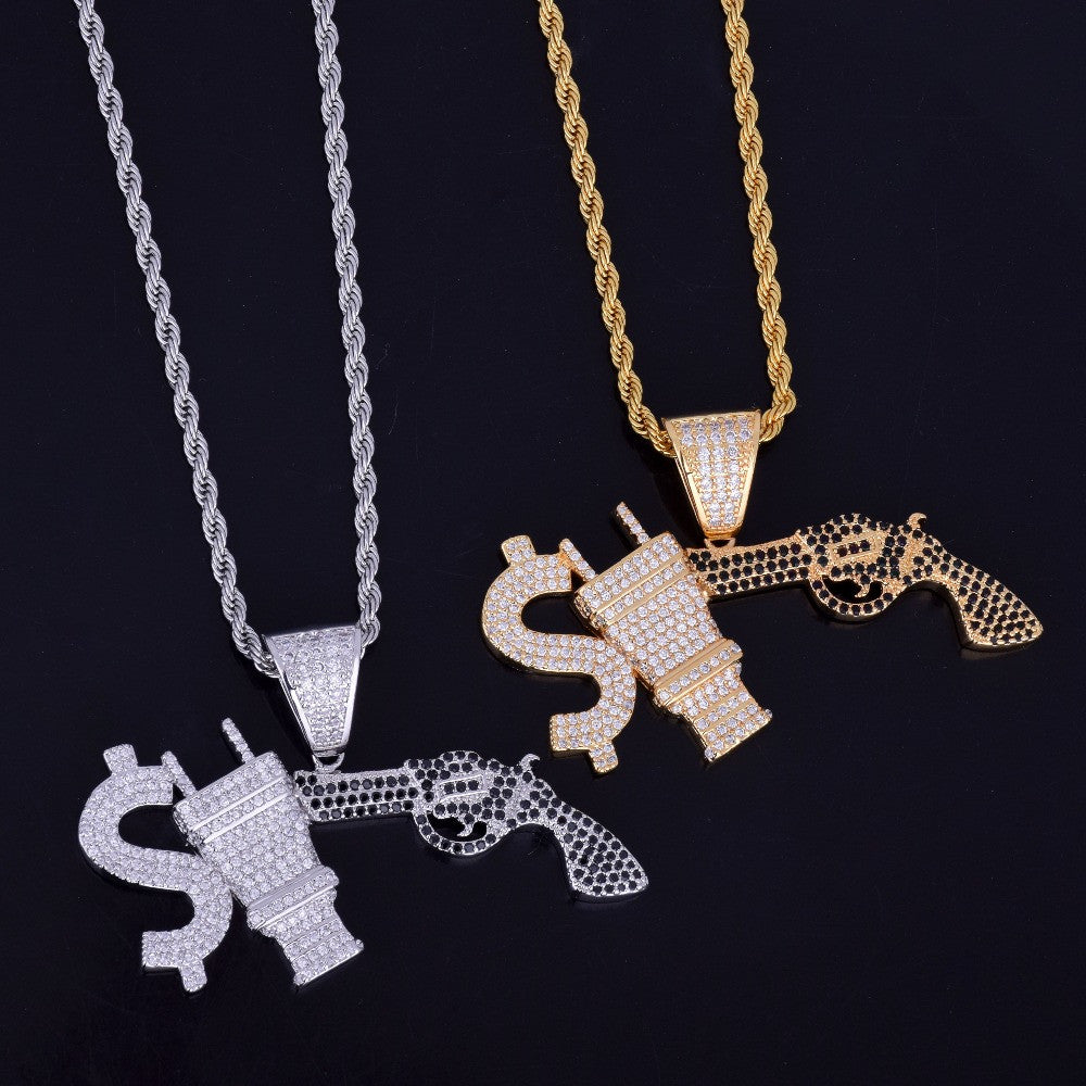 18k Gold Money Power Respect AAA True Micro Pave Stone Hip Hop