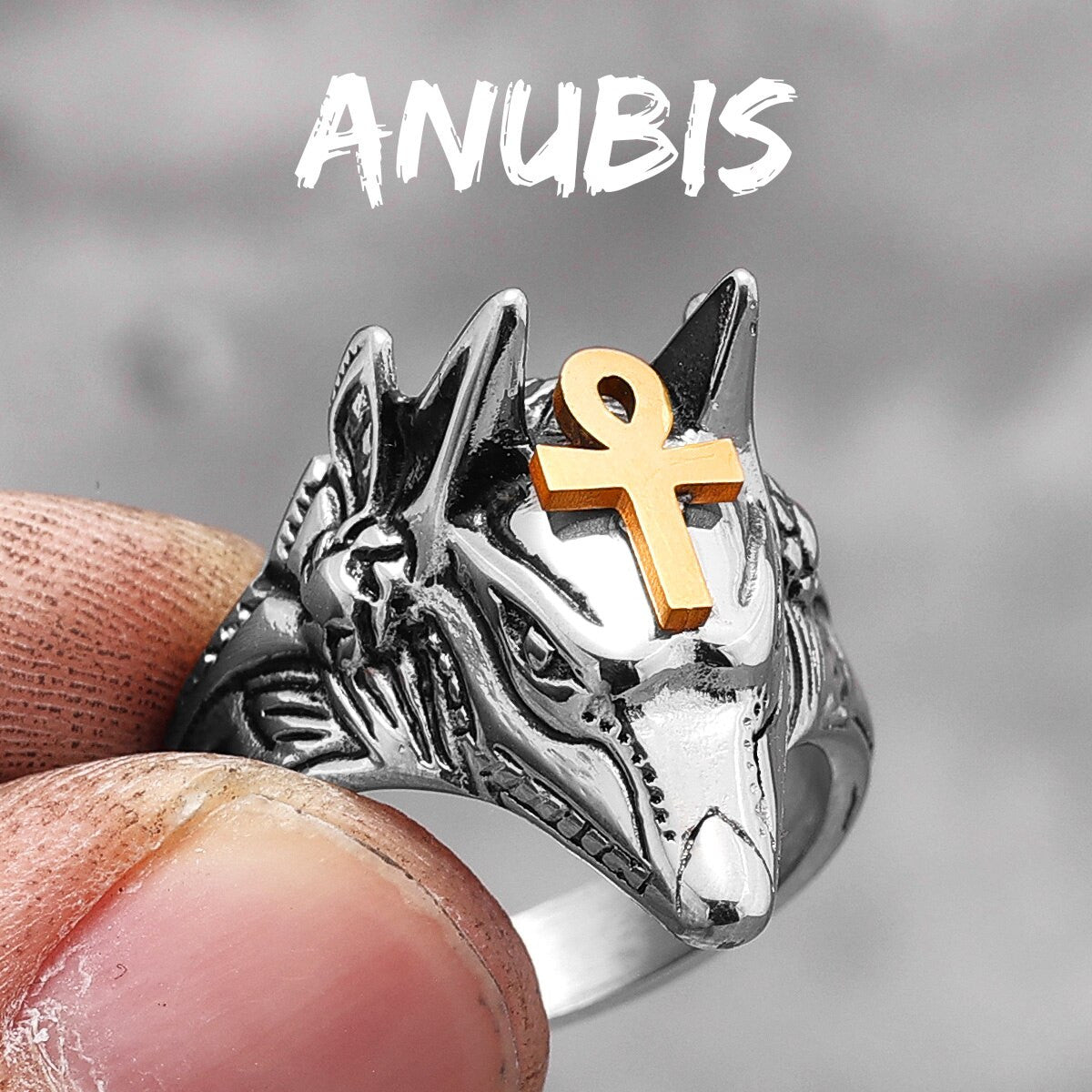 Ancient African Anubis No Fade Stainless Steel Hip Hop Spiritual Street Wear Rings
