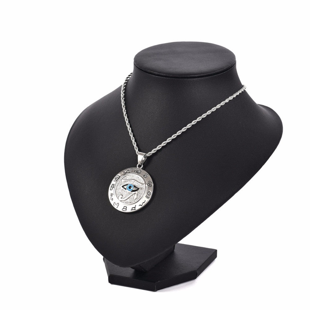 No Fade 14k Gold over Stainless Steel Eye Of Horus Ancient African Pendant Chain Necklace