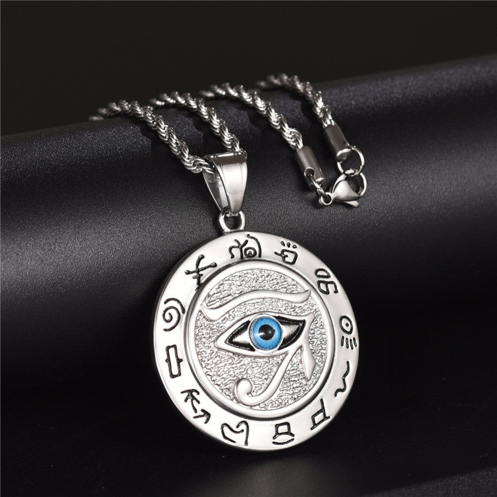 No Fade 14k Gold over Stainless Steel Eye Of Horus Ancient African Pendant Chain Necklace