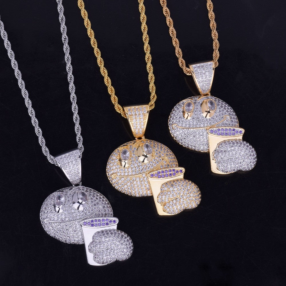 18k Gold .925 Silver Emoji Lean Drank Hip Hop Pendant
