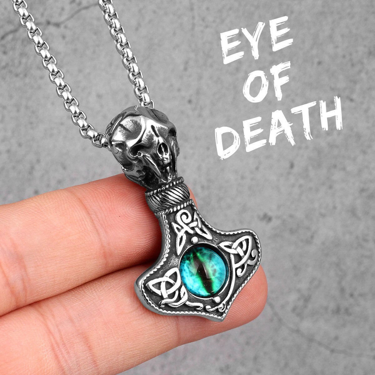 Eye Of Death | Mens Stainless Steel Skull No Fade Street Wear Pendant Chain Necklace