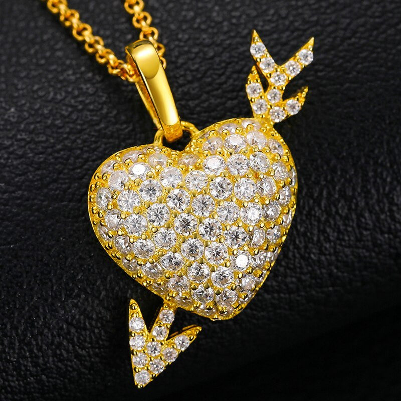 Ladies Love Found Me Genuine VVS Diamond Solid Sterling Silver Heart Arrow Necklace