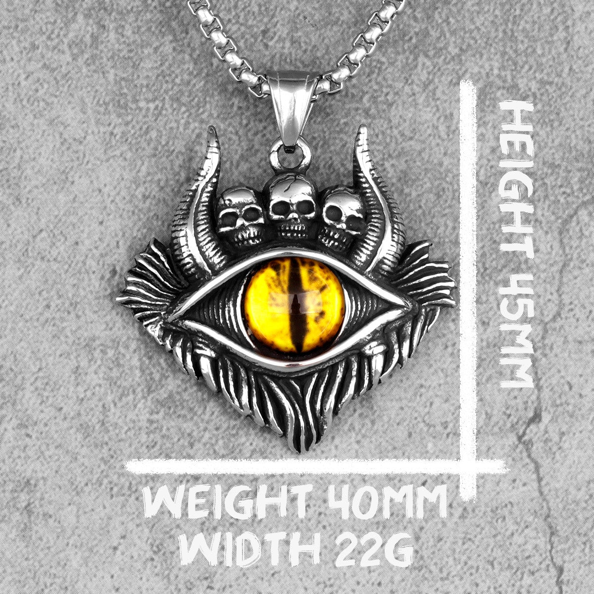 Mens No Fade Stainless Steel Eye Of Hell Skull Hip Hop Rock Street Wear Pendant Chain