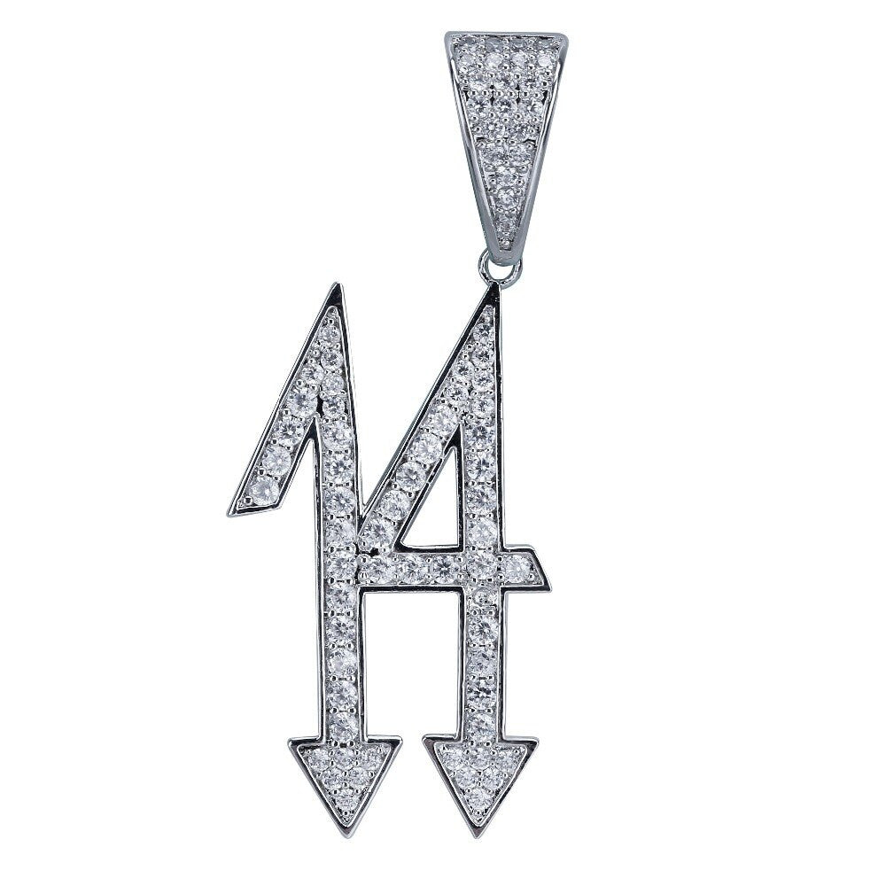 Hip Hop Fashion 14 Arrow Down Iced AAA Micro Pave Stone Pendant Chain Necklace