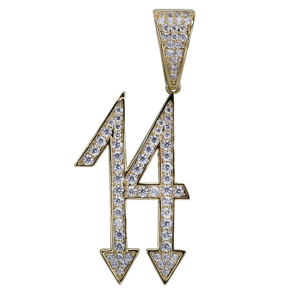 Hip Hop Fashion 14 Arrow Down Iced AAA Micro Pave Stone Pendant Chain Necklace