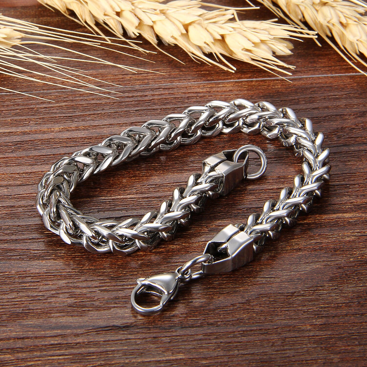 Mens High Fashion No Fade 14k Rose Gold Silver Black Stainless Steel Franco Link Bracelet