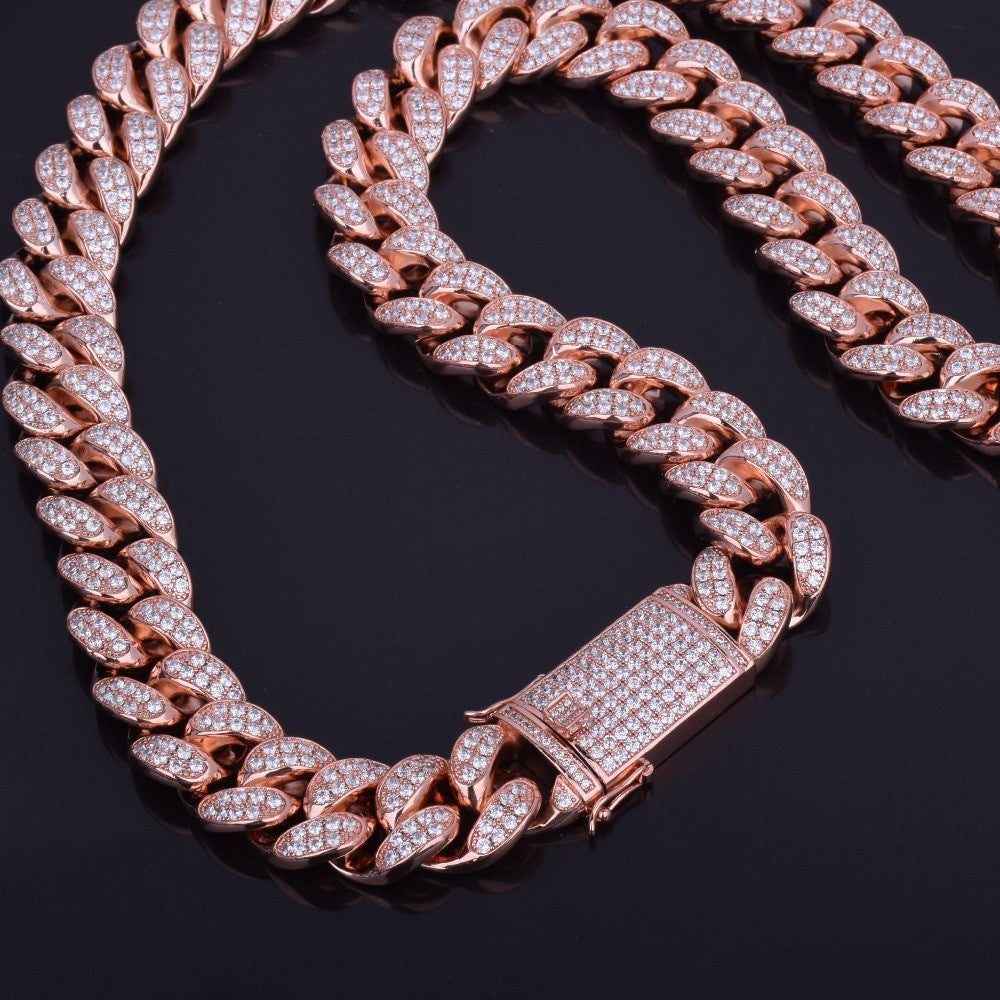 Rose Gold Bust Down Ice 20mm Cuban Link Chain