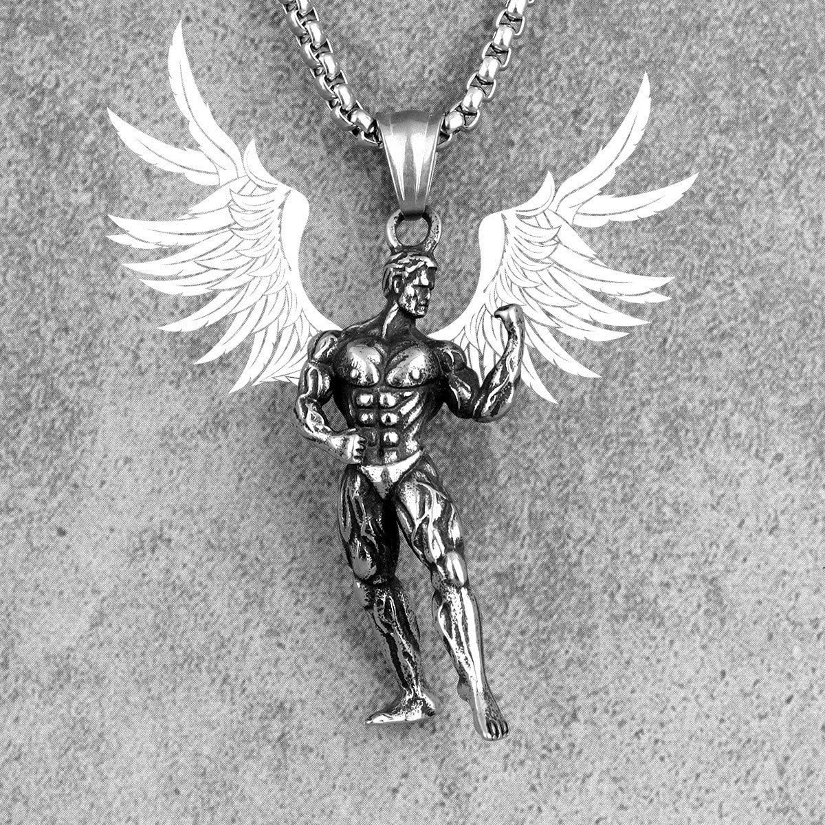 316L Solid Stainless Steel Getting Gains Body Builder Pendant Chain Necklace