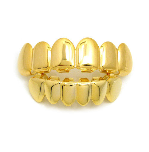 14k Gold Custom Top and Bottom Teeth Hip Hop Grillz Set