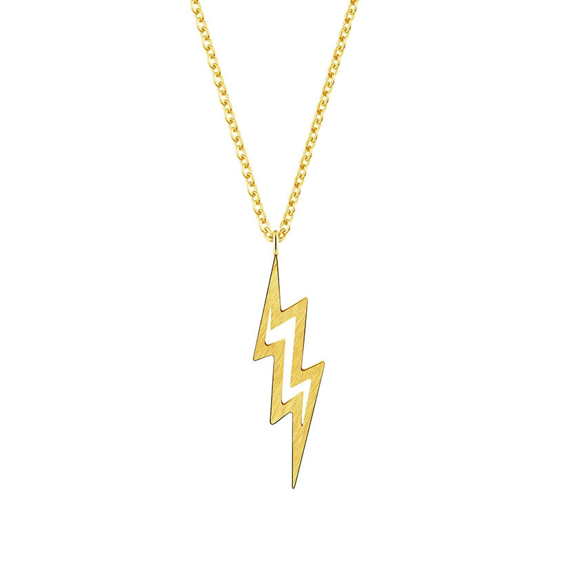 Gold Silver Over Stainless Steel Lightning Bolt Pendant Necklace