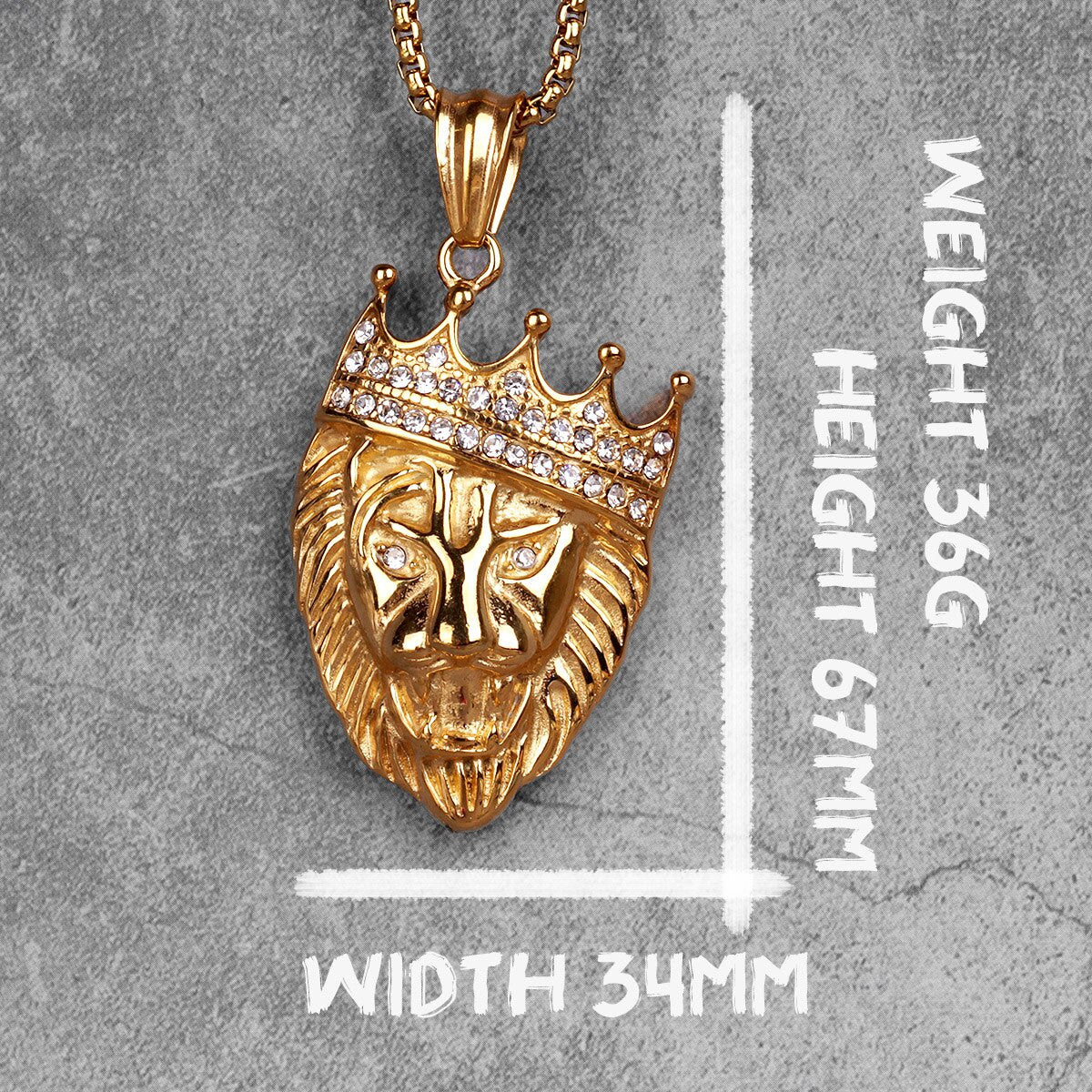 Mens 14k Gold Over No Fade Stainless Steel King Of Kings Lion Hip Hop Pendant