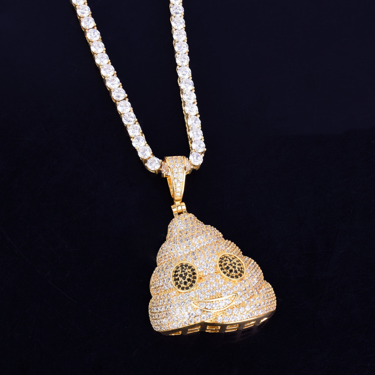 Im The Shiznit | 18k Rose Gold .925 Silver Poop Pile of Poo Emoji Character Hip Hop Chain