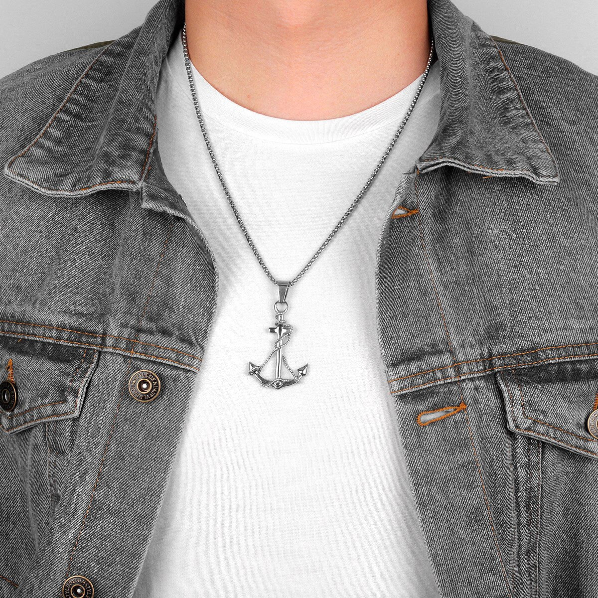 14k Gold Over Solid No Fade Stainless Steel Ship Anchor Pendant Chain Necklace