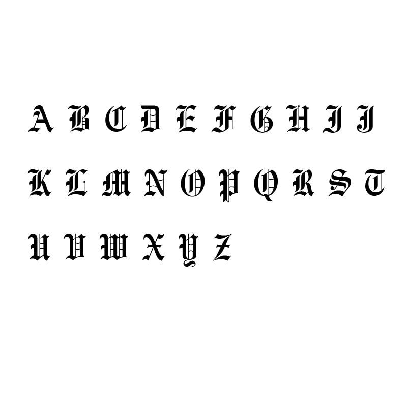 Platinum 14k Rose Gold Stainless Steel Gothic Old English A-Z Letter Initials Necklaces