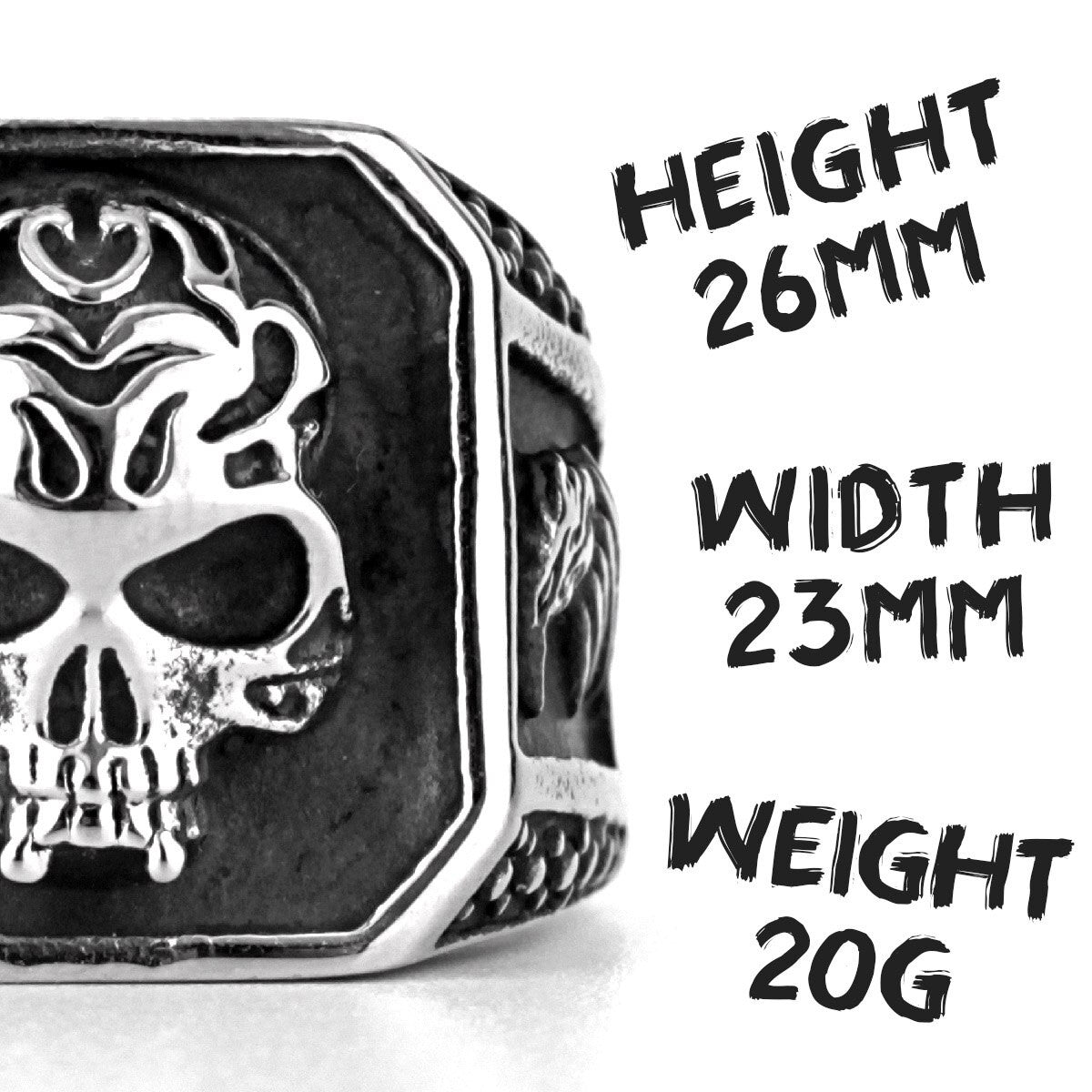 Mens Silver No Fade Stainless Steel Hell Fire Skull Eagle Street Wear Jewelry Rings