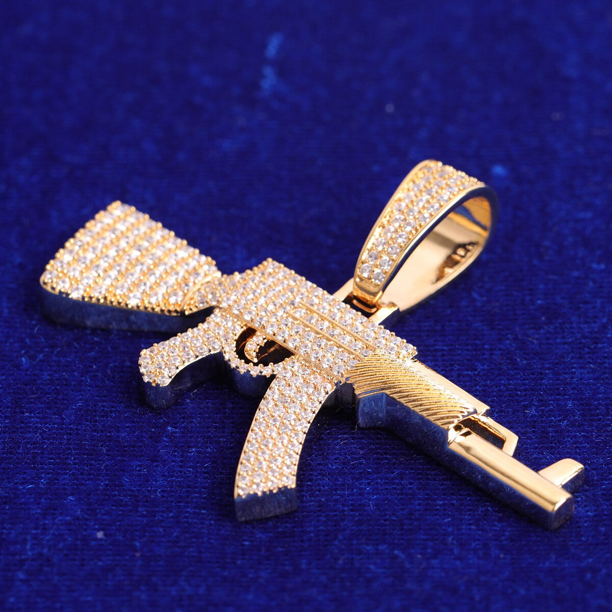 Chopper City | Flooded Ice VVS Diamond CZ Ak 47 Hip Hop Pendant Chain Necklace