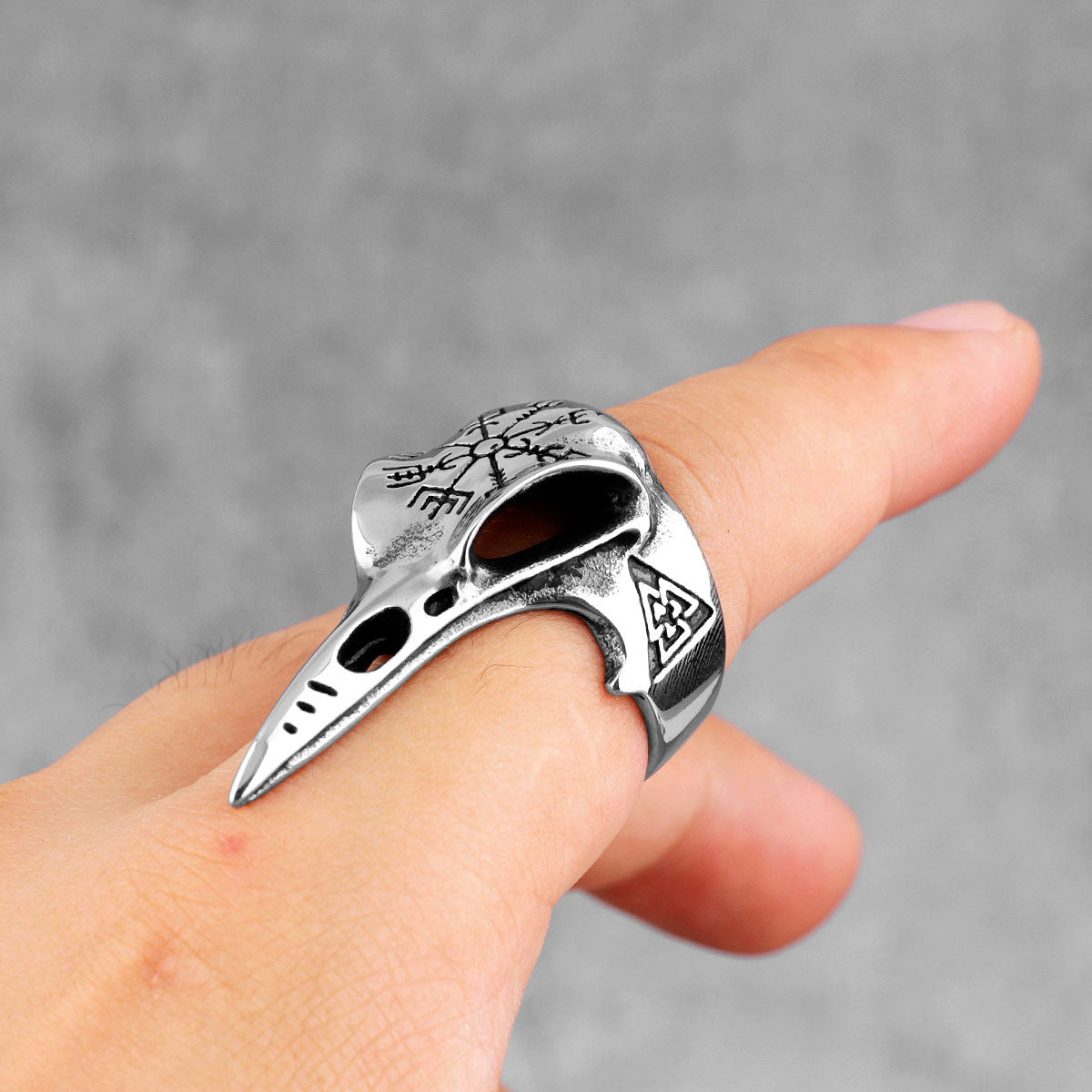 Nordic Crow | 316L No Fade Stainless Steel Viking Mythology Unique Street Wear Rings