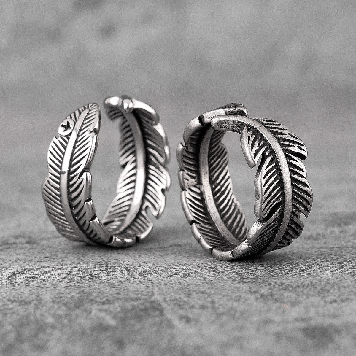 Vintage Eagle Feathers | 316L Stainless Steel Bird Feather Unique Street Style Rings