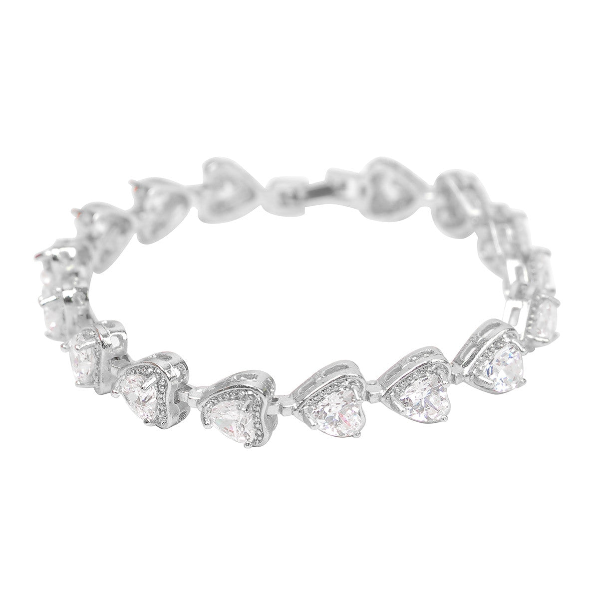 Ladies Ice Street Wear Casual Fashion Jewelry 6mm Big Heart Tennis Bracelet