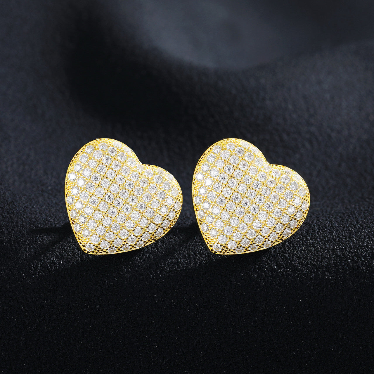 Luxury Genuine Lab Diamond .925 Sterling Silver Heart Bling Hip Hop Earrings
