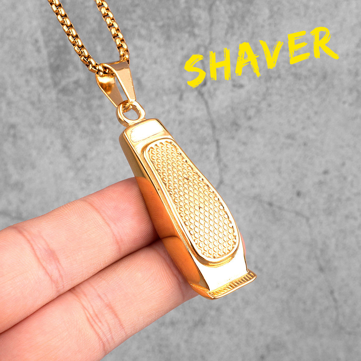 14k Gold Black Silver over No Fade Stainless Steel Barber Clippers Shaver Pendant Chains