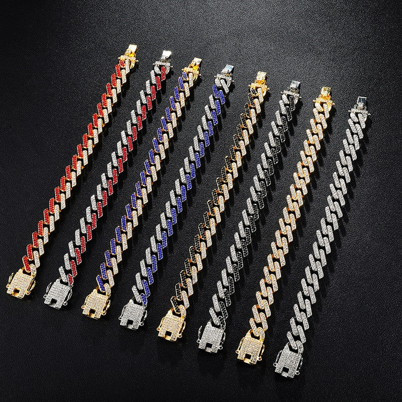 Hip Hop 15MM Iced Full AAA Stone Designer Cuban Link Bracelet