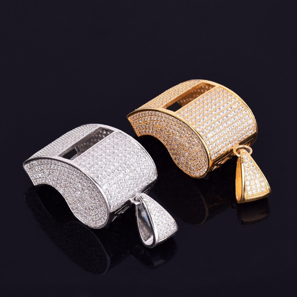 .925 Silver 18k Gold Hip Hop Whistle Chain Necklace