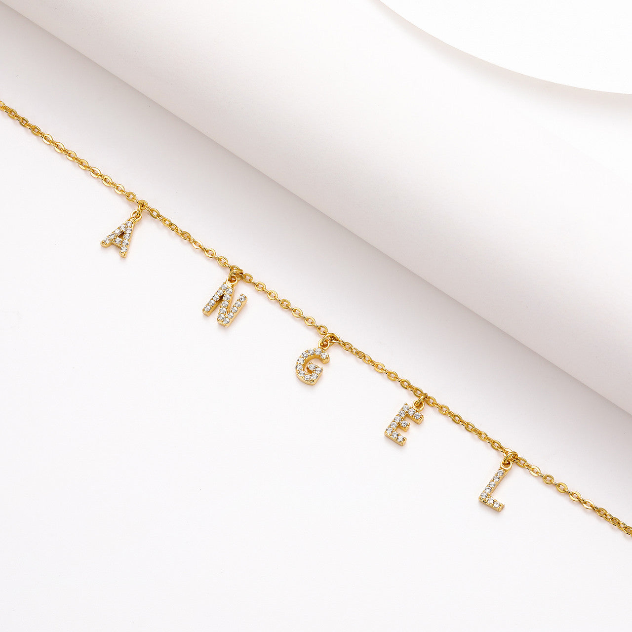 Genuine Diamond Custom Letter 925 Sterling Silver Initial Pendant Chain Necklace