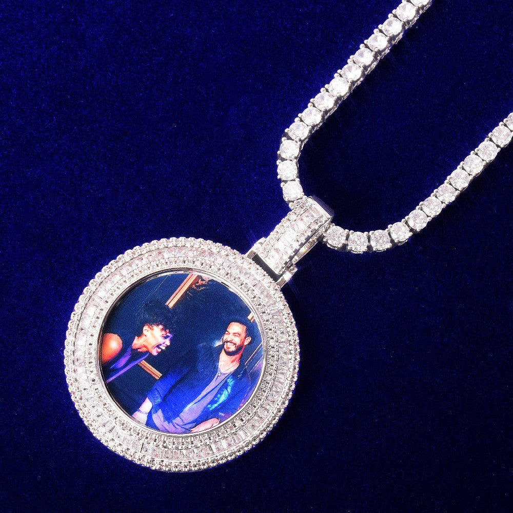 Frozen Reflections | Baguette Double Bezel Iced Custom Photo Pendant