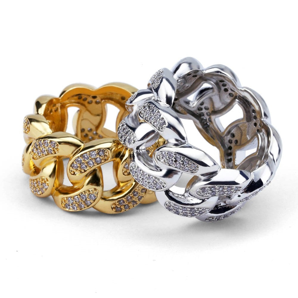 AAA Prong Set Stone Miami Cuban Link Rings