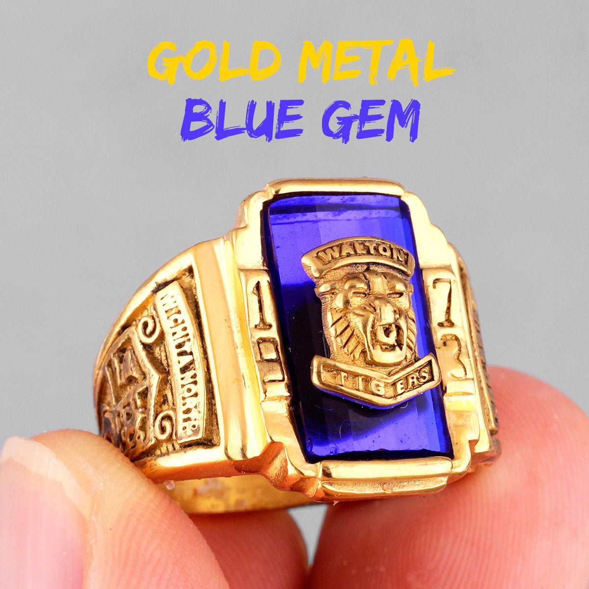 1973 Walton Tiger |14k Gold Over No Fade Stainless Steel CZ Luxury Men's Rings