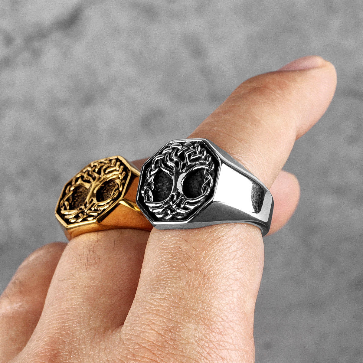 Circle Tree of Life | 14k Gold Over Solid Stainless Steel Unique Spiritual Rings