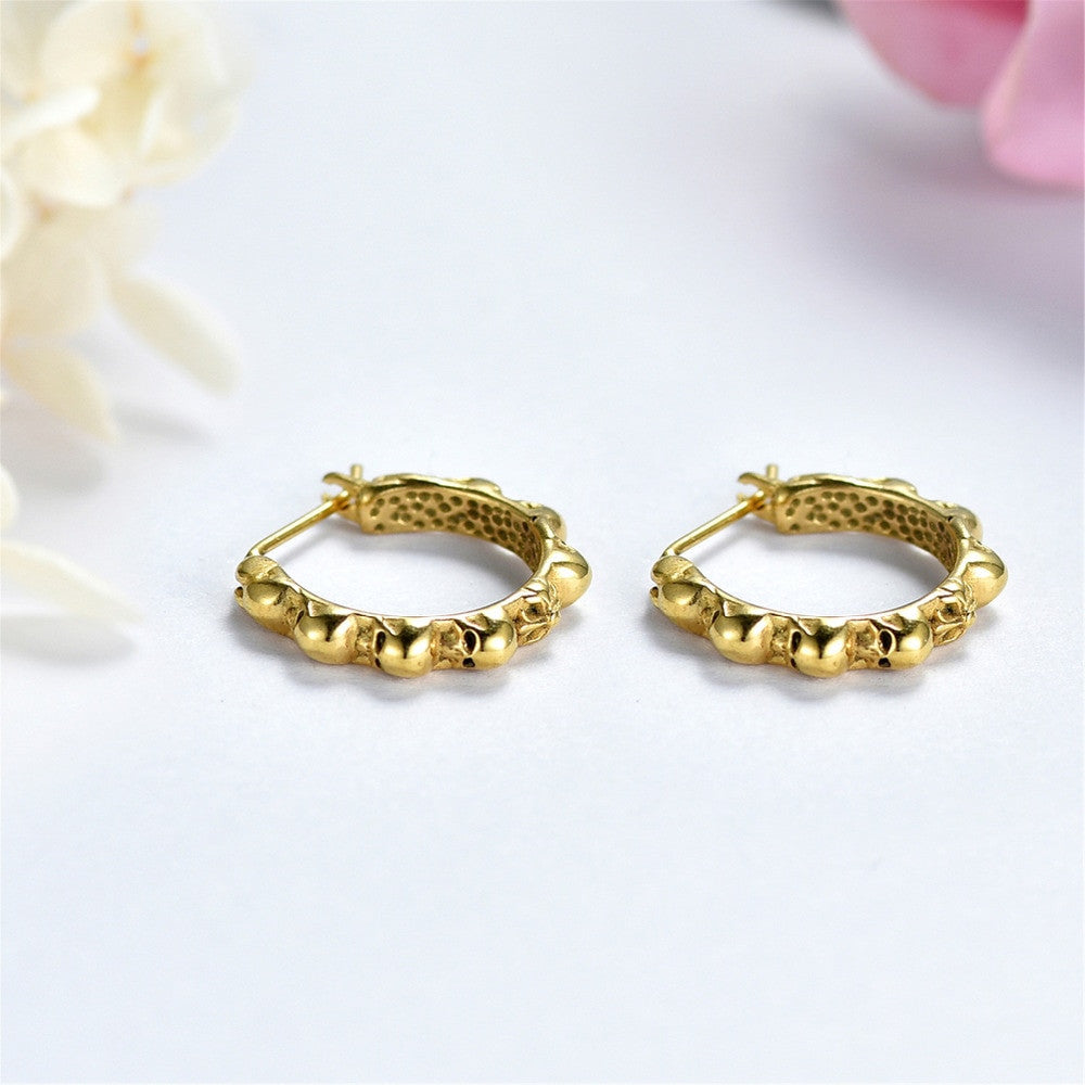 Mens No Fade Stainless Steel Skull Hoop Hip Hop Street Wear Earrings