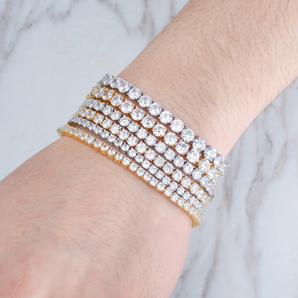 Spring Clasp Luxury | 3mm-6MM Solid 925 Sterling Silver VVS Diamond CZ Bling Tennis Chain Bracelet