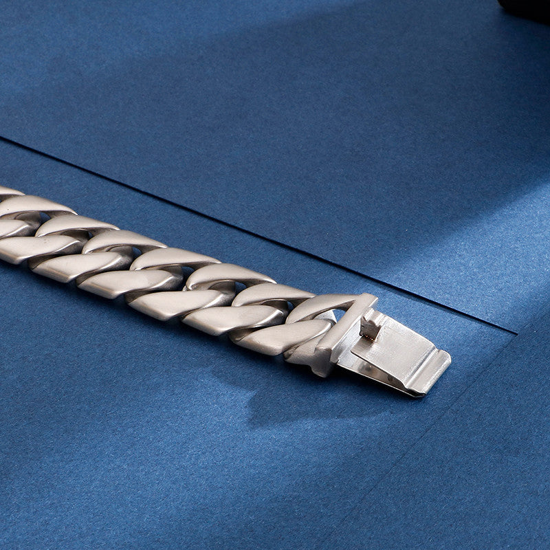 Mens Matte 20mm New Fashion No Fade Thick Stainless Cuban Link Hip Hop Bracelet