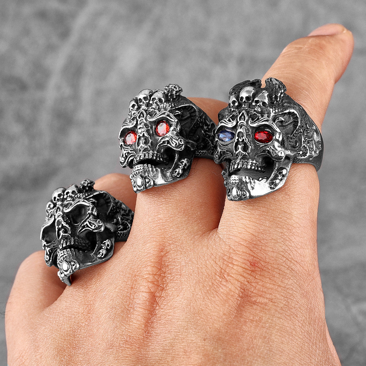 Hades | 316L No Fade Stainless Steel Skull Street Wear Hell Fire Rings