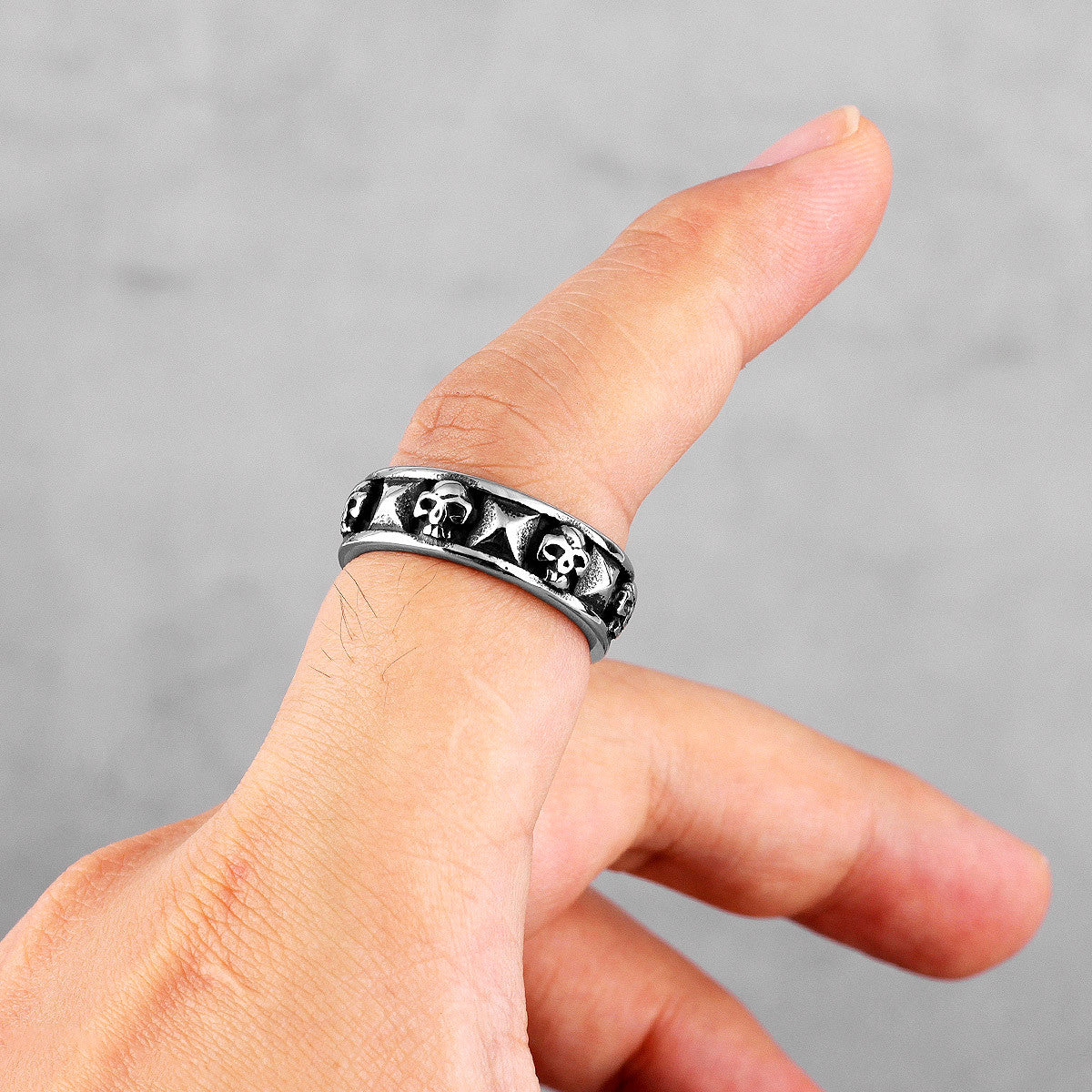 Ancient Skulls | 316L Solid Stainless Steel Simple Gothic Skull Biker Rings