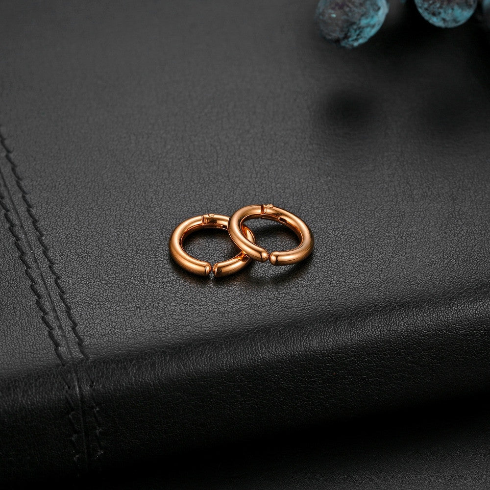 Non Piercing Black Silver Gold over Stainless Steel Circle Round Ear Clip Earrings